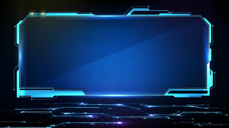 Vector abstract futuristic background of blue glowing technology sci fi frame hud ui