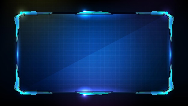 Abstract futuristic background of blue glowing technology sci fi frame hud ui