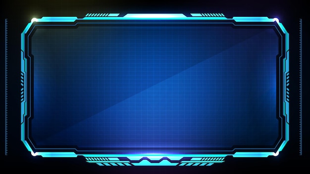 Vector abstract futuristic background of blue glowing technology sci fi frame hud ui