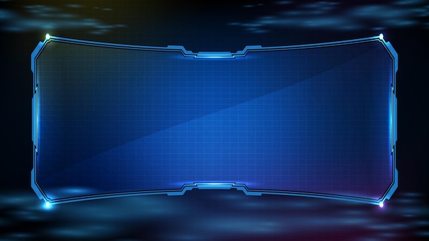 Abstract futuristic background of blue glowing technology sci fi frame hud ui