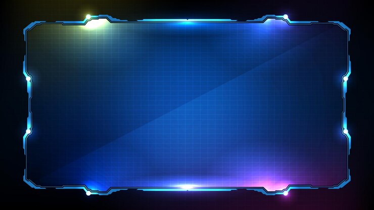 Vector abstract futuristic background of blue glowing technology sci fi frame hud ui