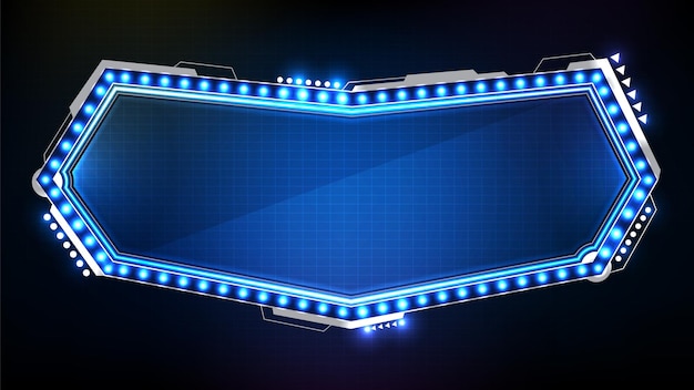 Vector abstract futuristic background. blue glowing technology sci fi frame hud ui