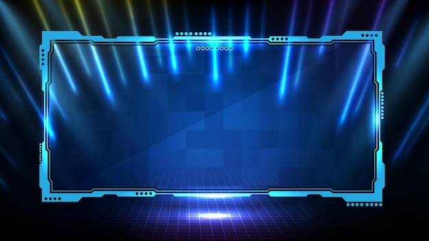 Vector abstract futuristic background of blue glowing technology sci fi frame hud ui