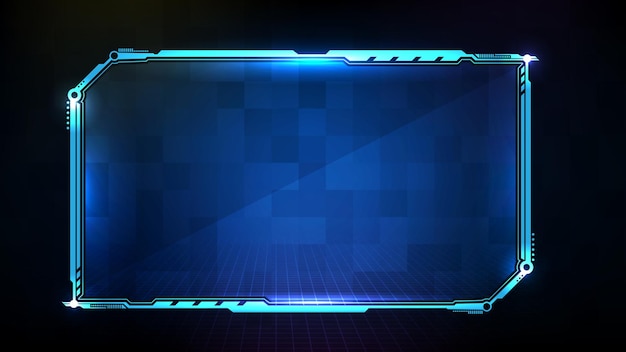 Abstract futuristic background of blue glowing technology sci fi frame hud ui