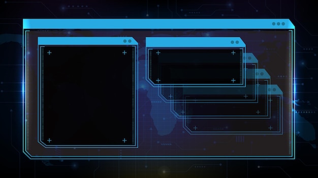 Vector abstract futuristic background of blue technology sci fi frame, hud ui topic, lower third button bar