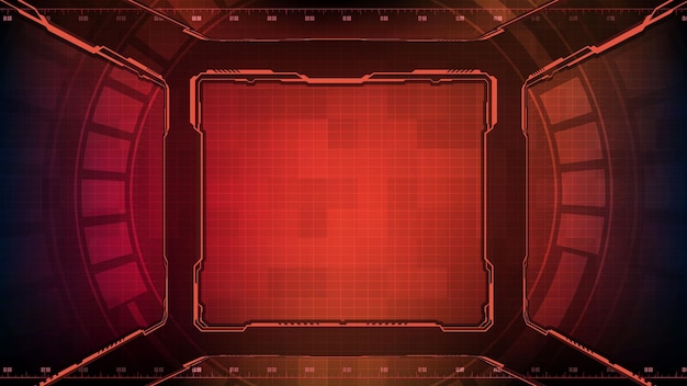 빨간색 빛나는 기술 공상 과학 프레임 hud ui의 추상 미래 배경
