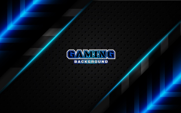 Abstract futuristic black and blue gaming background