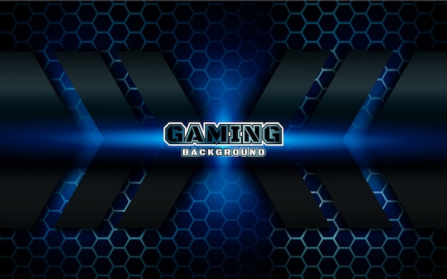 Abstract futuristic black and blue gaming background