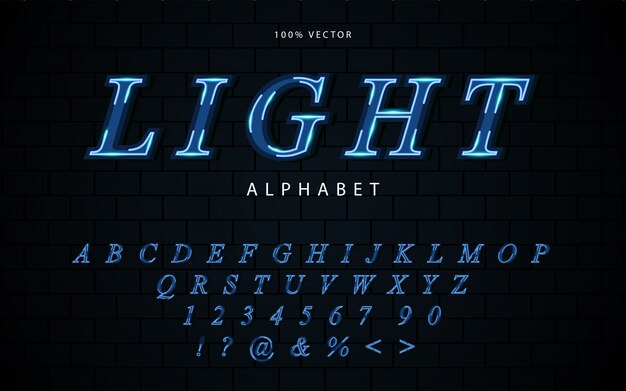 Abstract futuristic blue alphabet fonts