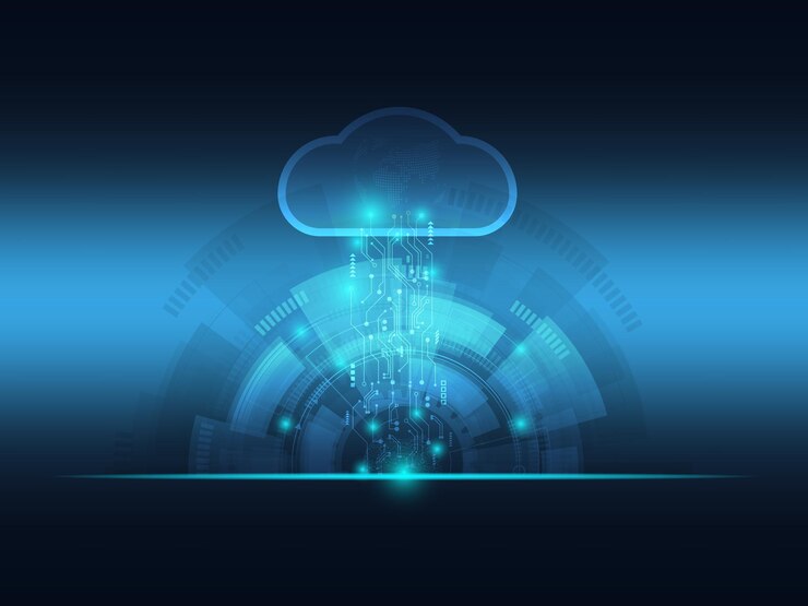 Vector abstract futuristic blue cloud and big data technology background