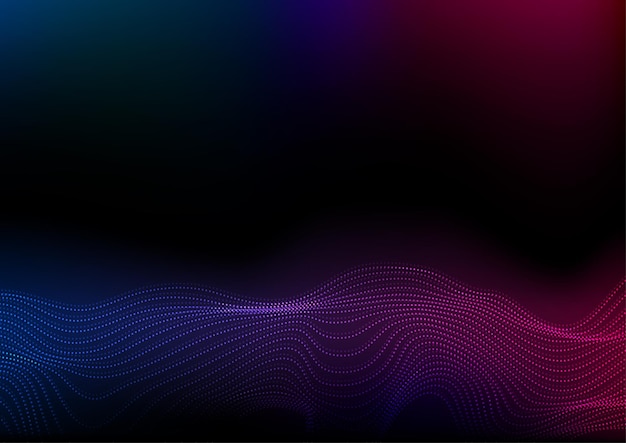 Abstract futuristic blue purple wavy dotted lines background