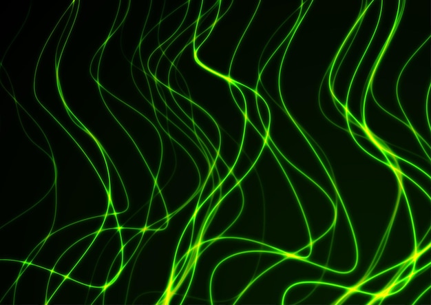 Vector abstract futuristic bright green neon wavy lines graphic design curved 3d flowing waves tech background vector illustration