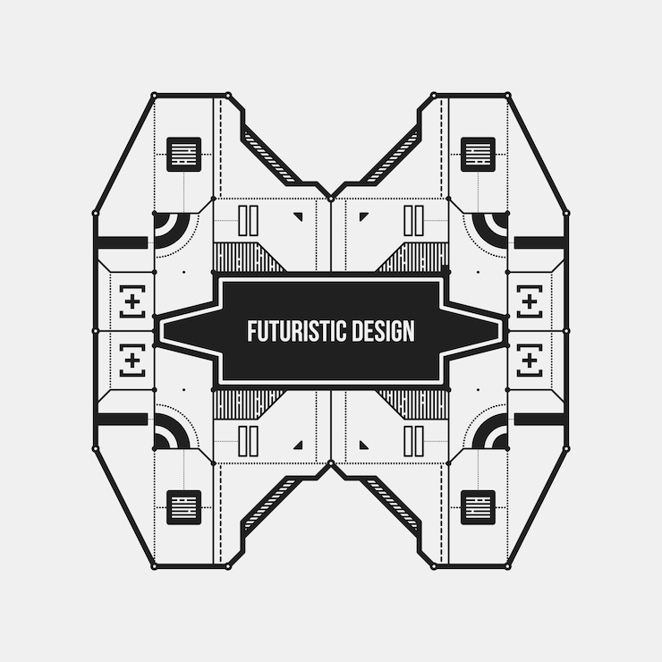 Vector abstract futuristic design element template. useful for science posters and hi-tech media. isolated on white background.