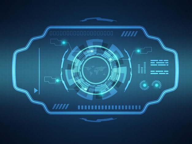 추상 미래 Hud 디스플레이 인터페이스 공상 과학 기술 배경 벡터 일러스트 레이 션
