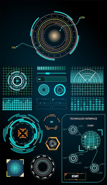 Vettore fondo futuristico astratto di tecnologia di fantascienza dell'interfaccia del display di hud