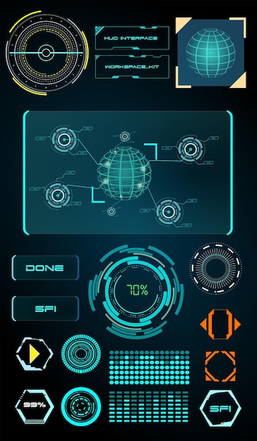 Vettore fondo futuristico astratto di tecnologia di fantascienza dell'interfaccia del display di hud