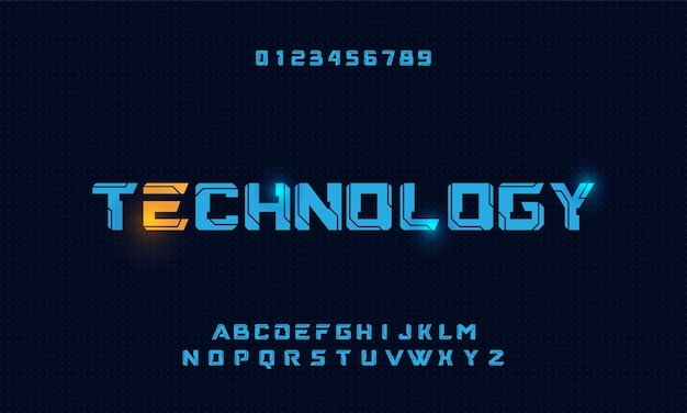 Vector abstract futuristic modern technology modern alphabet fonts