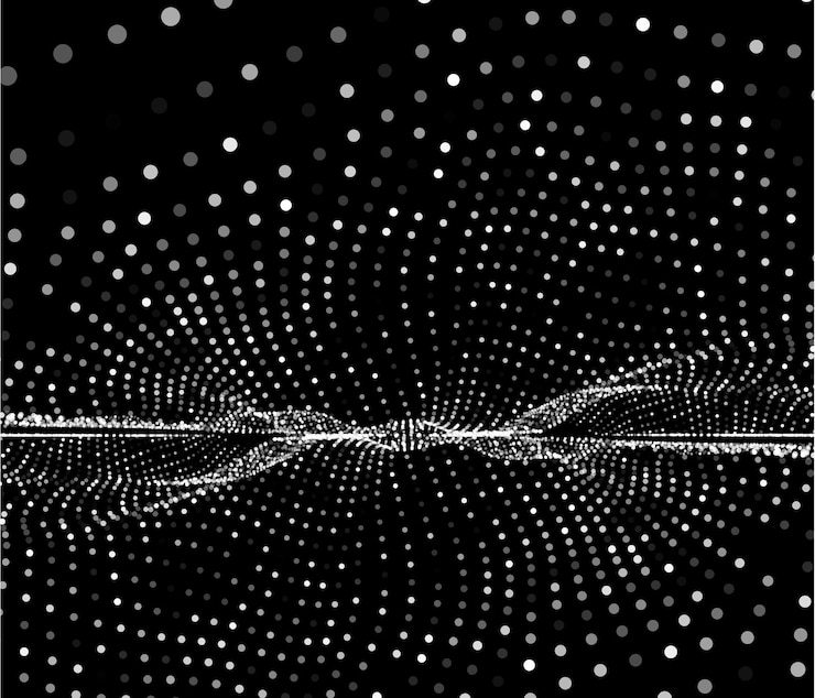 Vector abstract futuristic monochrome dots vector background