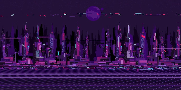 Вектор абстракт футуристическая научная фантастика киберкосмический город пейзаж векторная иллюстрация фоновый шаблон элемент