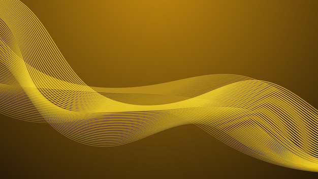 Abstract futuristic smooth curve line on gold gradient color background for modern luxury design