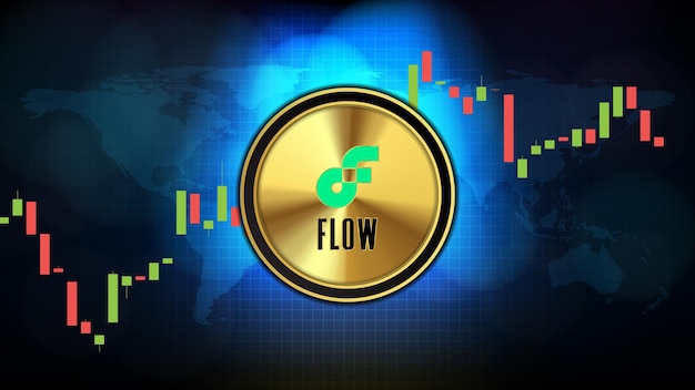 Abstract futuristic technology background of Flow (FLOW) Price graph Chart coin digital cryptocurrency