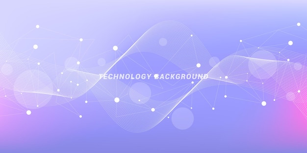 Abstract futuristic technology background Technology and science theme background with waves and plexus lines Global network connection template idea