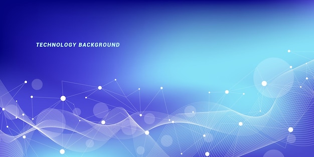 Abstract futuristic technology background Technology and science theme background with waves and plexus lines Global network connection template idea
