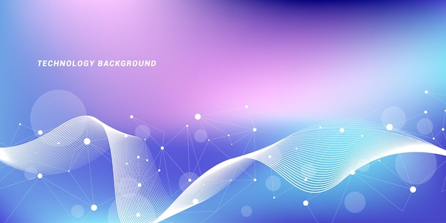 Abstract futuristic technology background Technology and science theme background with waves and plexus lines Global network connection template idea