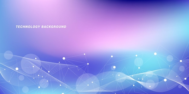 Abstract futuristic technology background Technology and science theme background with waves and plexus lines Global network connection template idea