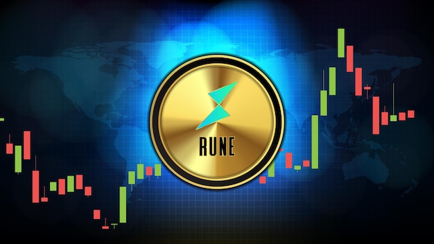 Abstract futuristic technology background of THORChain (RUNE) Price graph Chart coin digital cryptocurrency