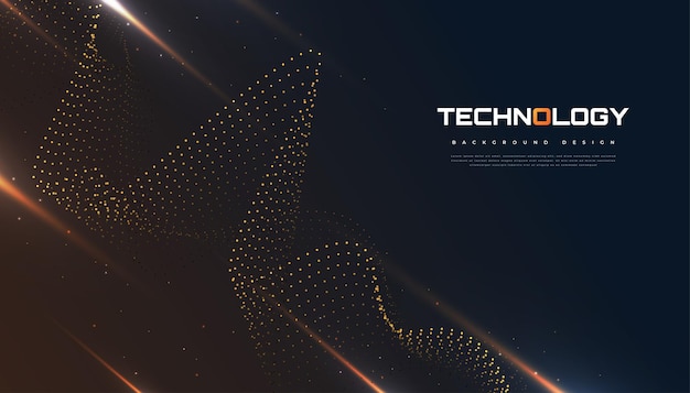 Abstract futuristic technology background with dotted wave and rays effect. suitable for cover, presentation, banner or landing page