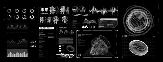 Vettore interfaccia futuristica e virtuale astratta. stile fantascientifico. modelli di layout futuristici. olografico