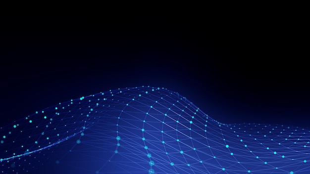 abstract futuristic wave with moving dots flow of particles vector cyber technology illustration