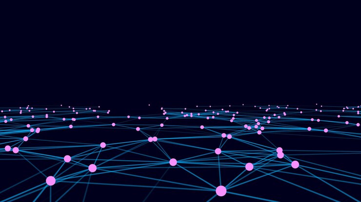 Vector abstract futuristic wave with moving dots and lines flow of particles vector cyber technology illustration