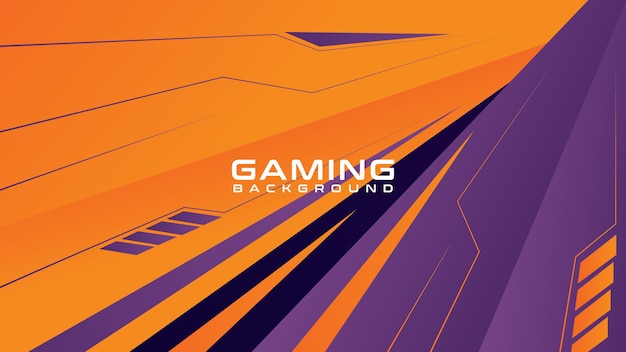 Abstract gaming background template with geometric purple and orange color