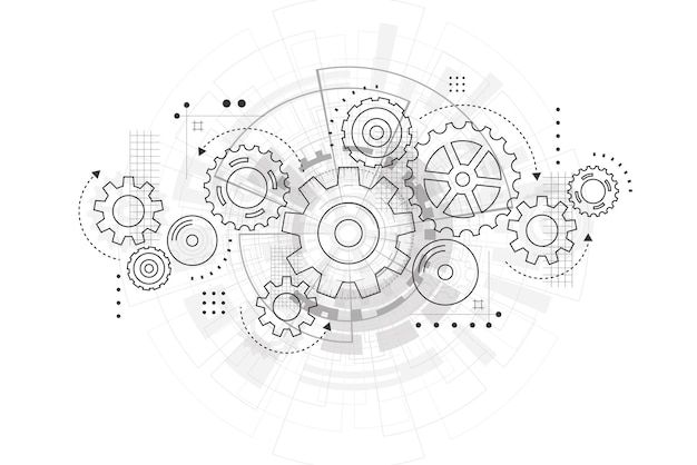 Vector abstract gear wheel mechanism background machine technology vector illustration