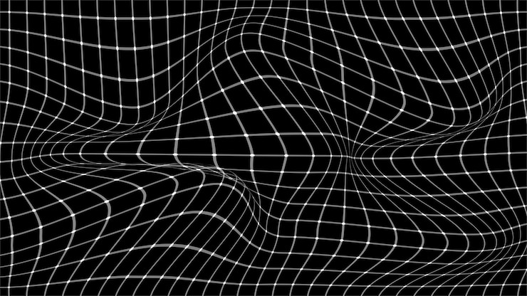Vector abstract gebogen perspectief raster vector achtergrond vervormde wireframe golf technologie oppervlak mesh gebogen lijnen
