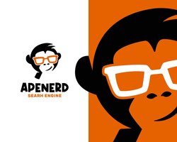 Vector abstract geek nerd monkey face logo template