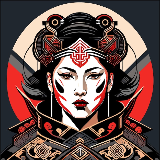 Premium Vector | Abstract geisha portrait ukiyoe inspired tattoo concept