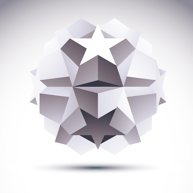 abstract geometric 3d object, modern digital technology and science theme vector illustration, clear eps 8.