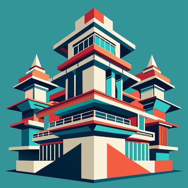 Abstract Geometric Architectural Structure With Overlapping Geometric ...