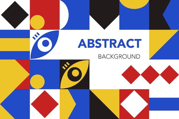 Abstract geometric background flat in black red yellow and blue colors Vector