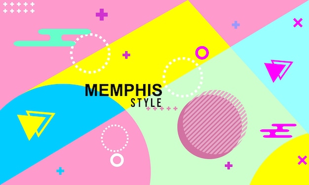 Vector abstract geometric background in memphis style and cheerful colors suitable for design banners