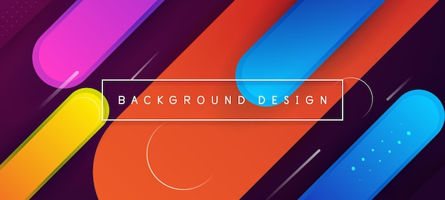 Abstract geometric background Modern 3d blue orange rounded rectangle background for your design