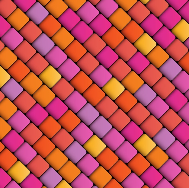 Fondo geometrico astratto dei quadrati, modello multicolore nei colori caldi