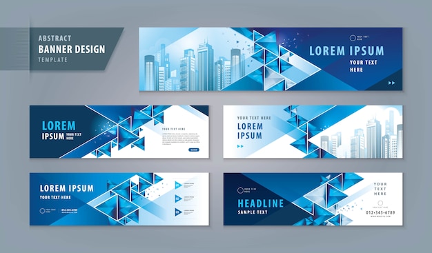 Abstract geometric banner set