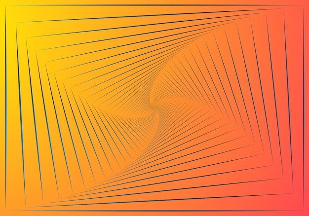 Abstract geometric banner. swirling dark lines on a orange background. whirl square, wave stripes