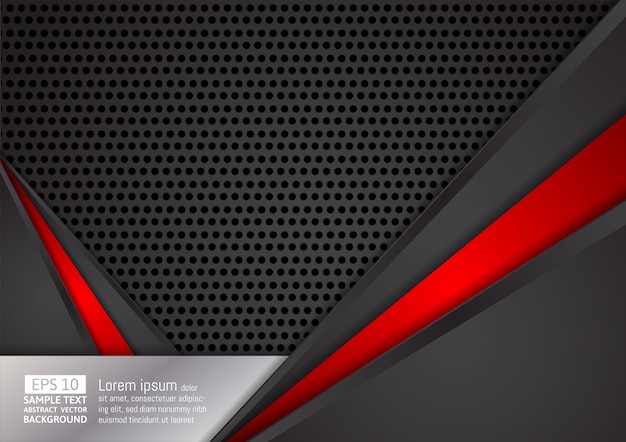抽象的な幾何学的な黒と赤の色のベクトルの背景