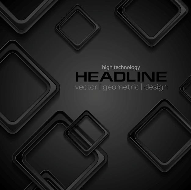 Abstract geometric black background with squares Vector design illustration