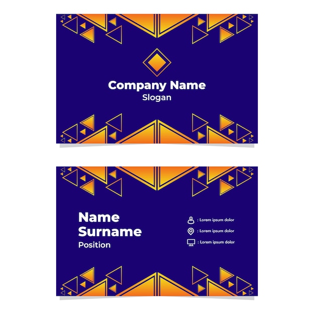 Abstract geometric blue orange gradient business card template design